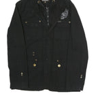 BIG BADDHA Mens Black Coach Jacket S Hooded Zip Closure Cotton Blend Plain