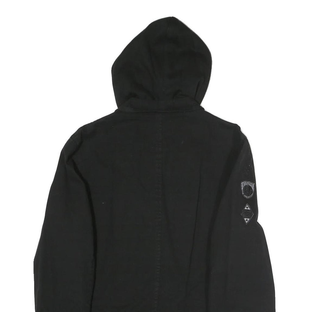 BIG BADDHA Mens Black Coach Jacket S Hooded Zip Closure Cotton Blend Plain