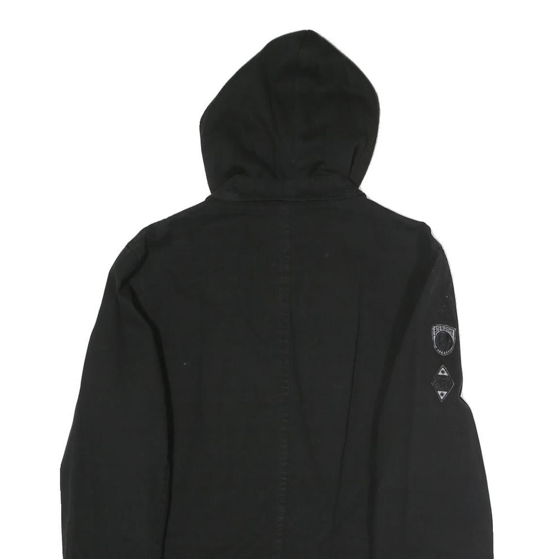 BIG BADDHA Mens Black Coach Jacket S Hooded Zip Closure Cotton Blend Plain