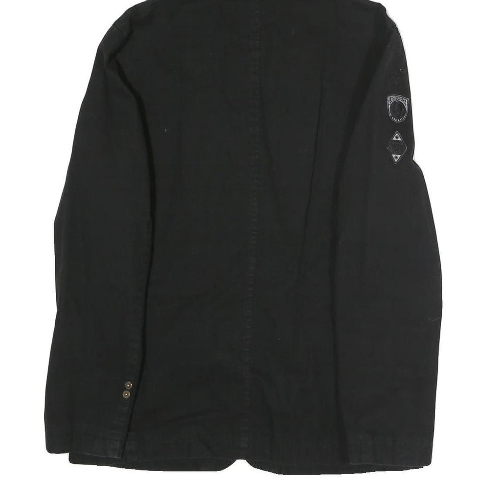 BIG BADDHA Mens Black Coach Jacket S Hooded Zip Closure Cotton Blend Plain