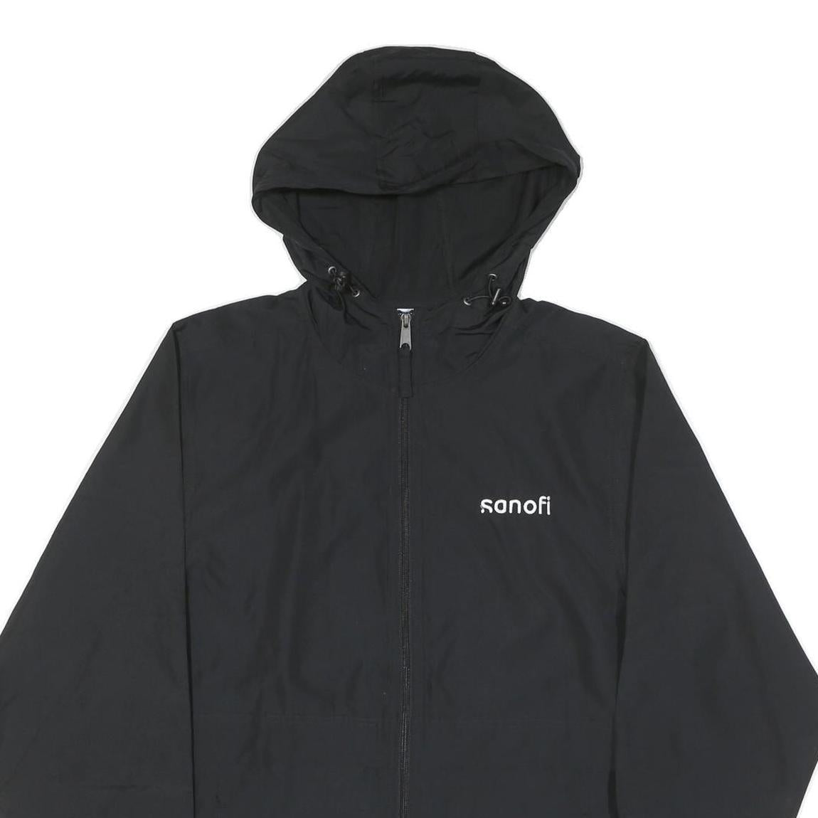 CHAMPION Mens Black Zip Jacket S Polyester Blend Plain Hooded Lightweight