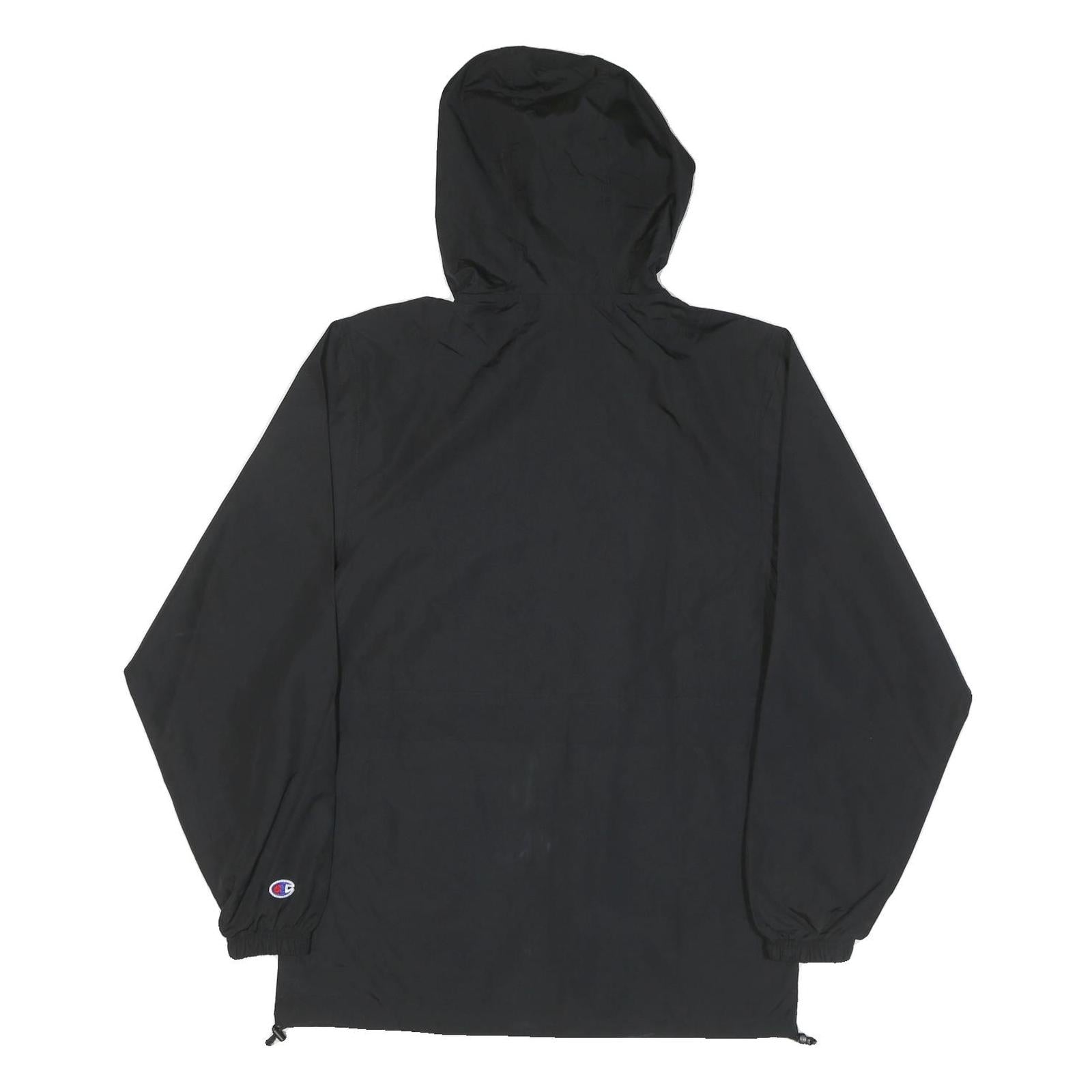 CHAMPION Mens Black Zip Jacket S Polyester Blend Plain Hooded Lightweight