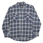 NORTH AXIS Mens Blue White Check Shirt L Casual Classic Cotton Blend Long Sleeve