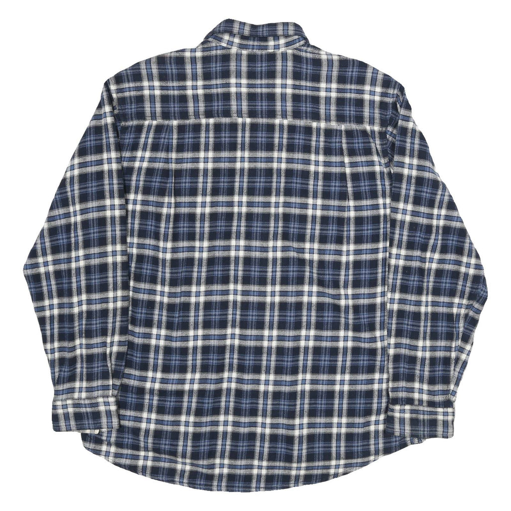 NORTH AXIS Mens Blue White Check Shirt L Casual Classic Cotton Blend Long Sleeve