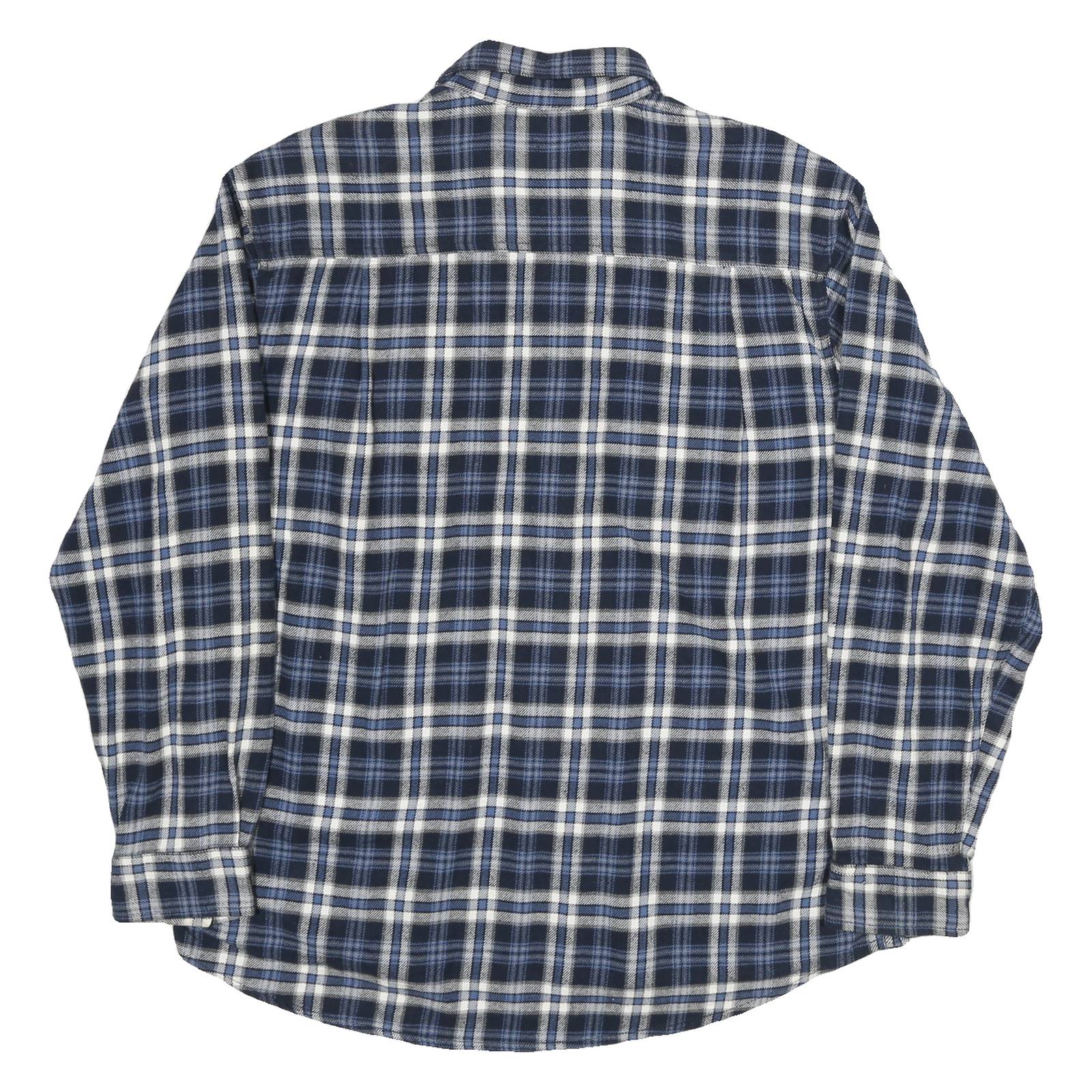 NORTH AXIS Mens Blue White Check Shirt L Casual Classic Cotton Blend Long Sleeve
