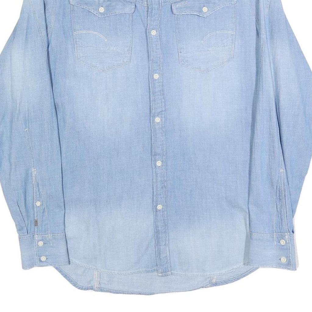 G-STAR Mens Blue Denim Shirt L Button Pocket Casual Long Sleeve Cotton Blend