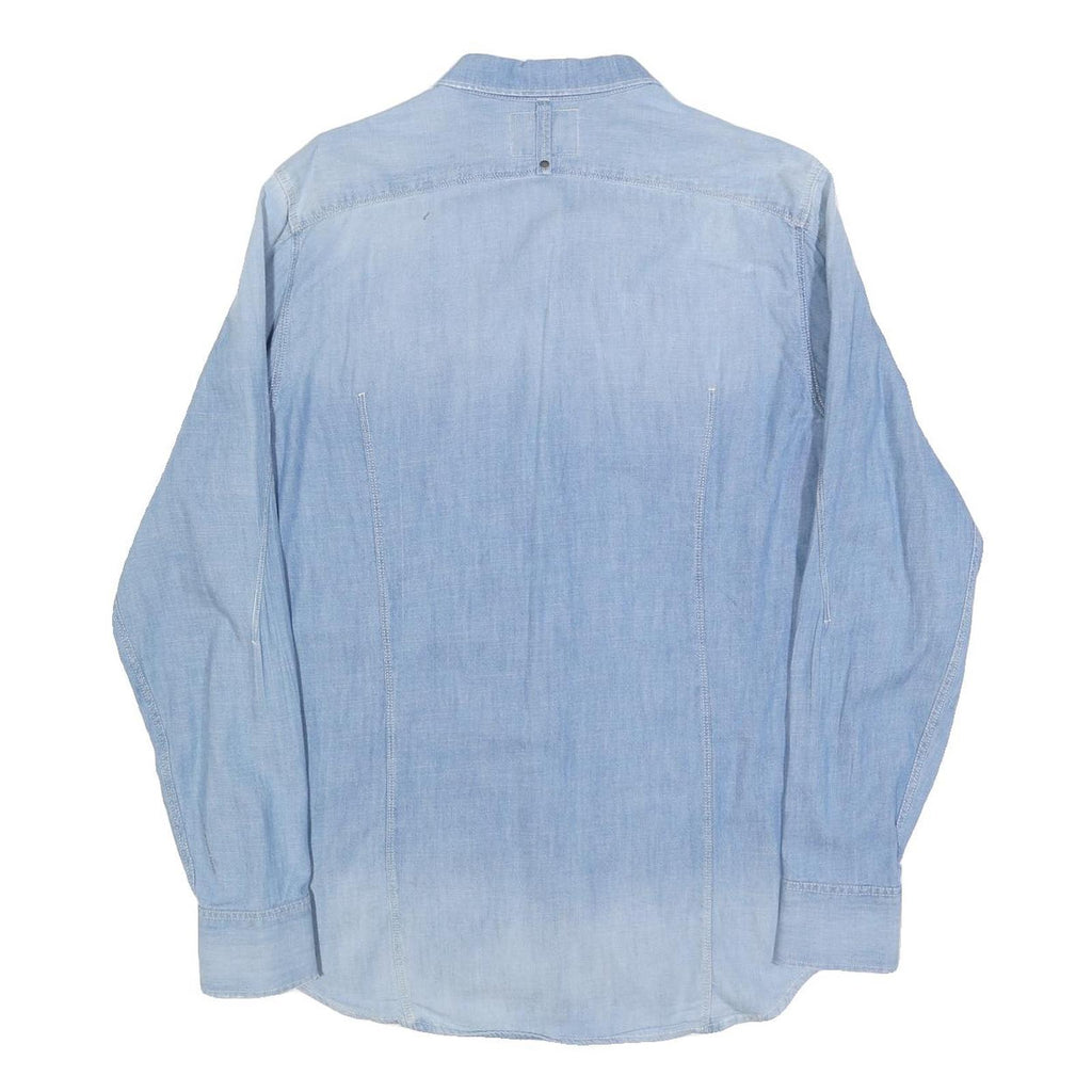 G-STAR Mens Blue Denim Shirt L Button Pocket Casual Long Sleeve Cotton Blend