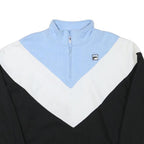 FILA Womens Blue White & Black Sweatshirt Half Zip L Sporty Retro Track Top