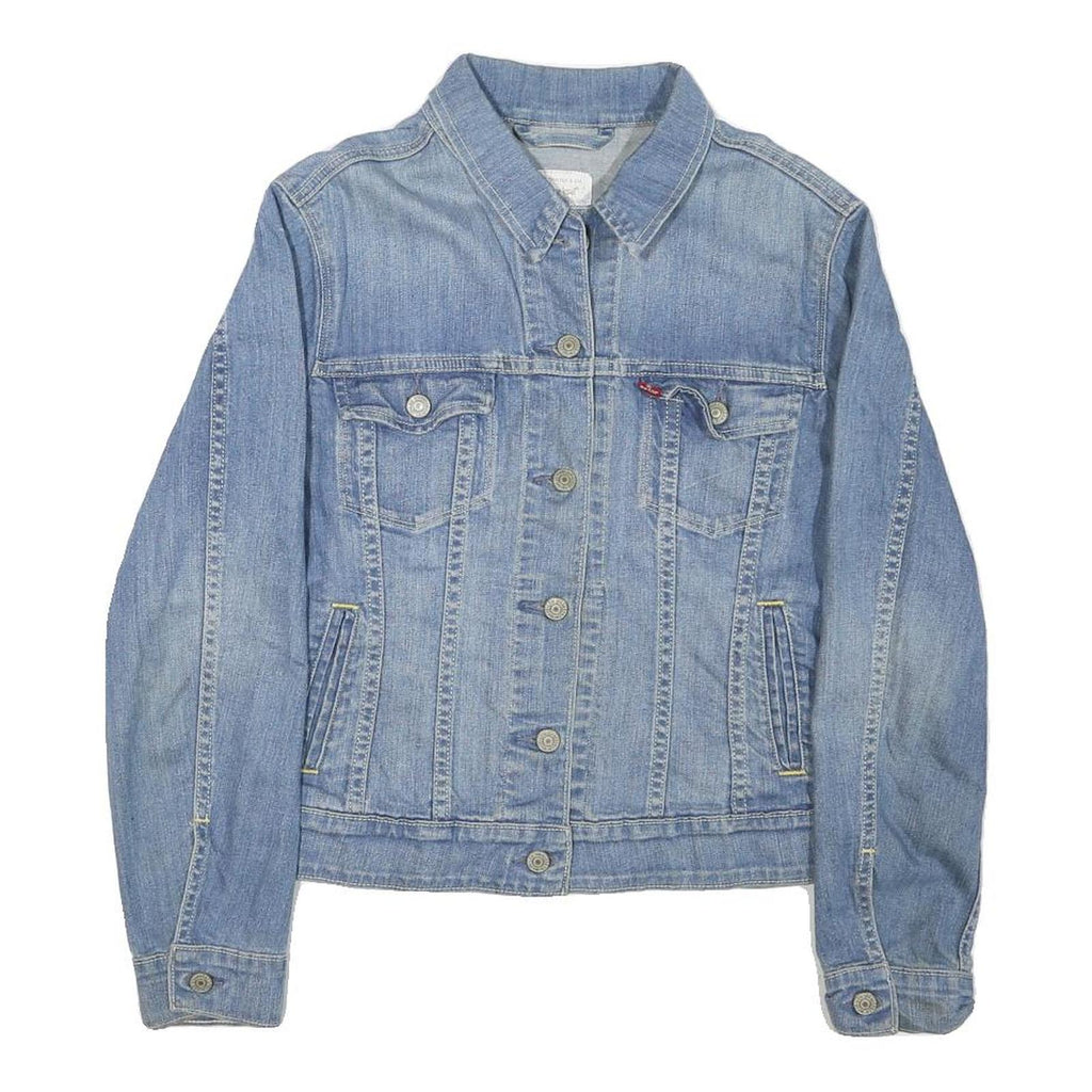 LEVI'S Womens Blue Denim Jacket S Cotton Blend Button Closure Classic Fit Casual