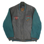 MIDWEST GARMENTS Mens Grey & Teal CPRA Button Jacket XL Polyester Varsity Retro