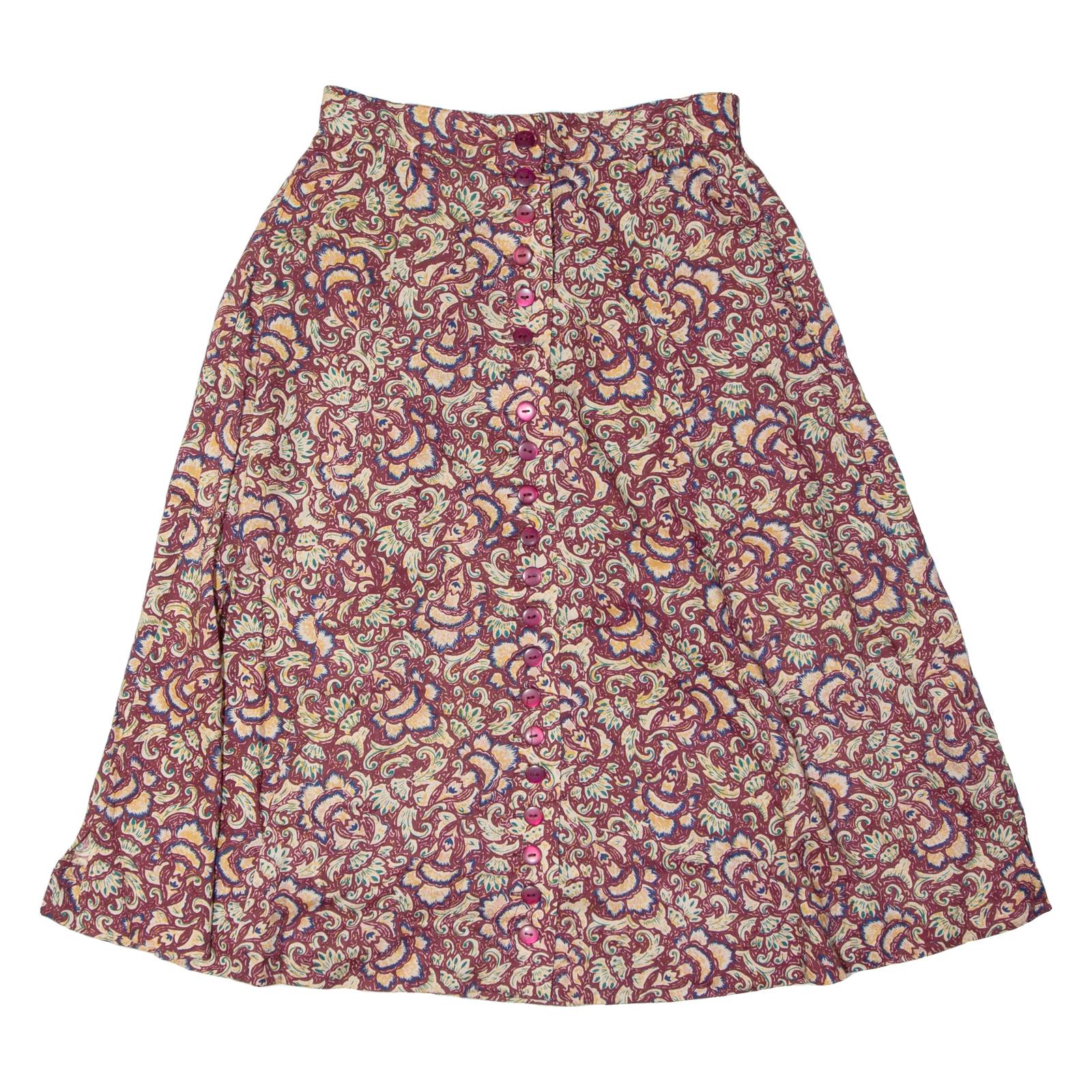 LOUISE PARIS Womens A-Line Skirt Maroon Knee Length Floral M