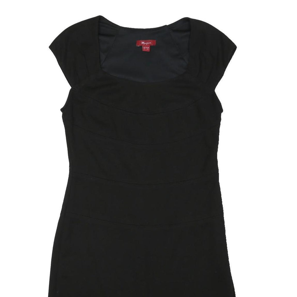 MONSOON Womens Black Dress Cotton Blend Sleeveless Knee Length UK 12 Elegant