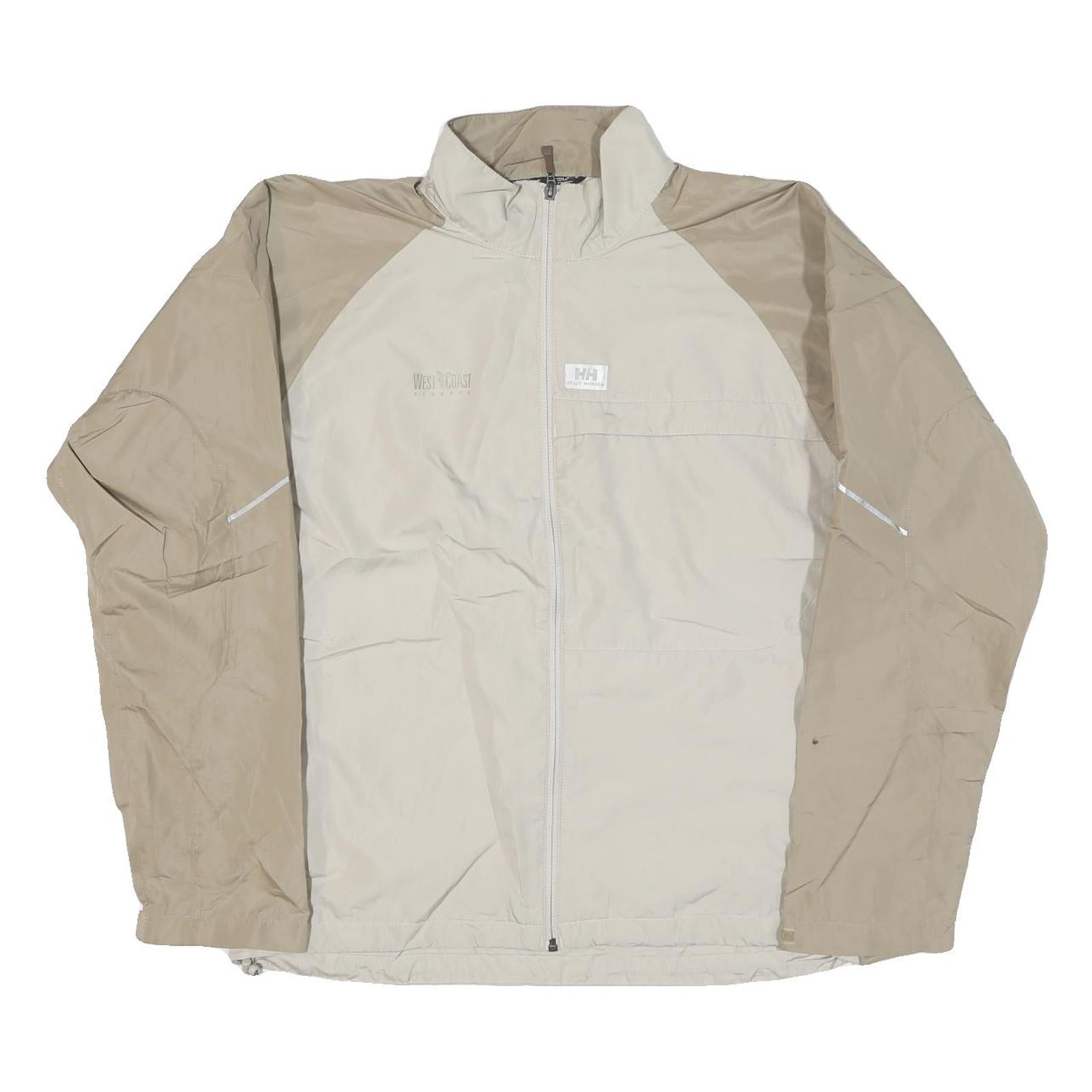 HELLY HANSEN Mens Beige & Cream Jacket M Nylon Plain Zip Casual Outdoor