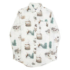 CHAPS Outdoor Scenic Mens Shirt White Crazy Pattern Long Sleeve S