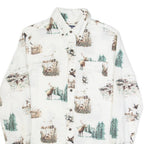 CHAPS Outdoor Scenic Mens Shirt White Crazy Pattern Long Sleeve S