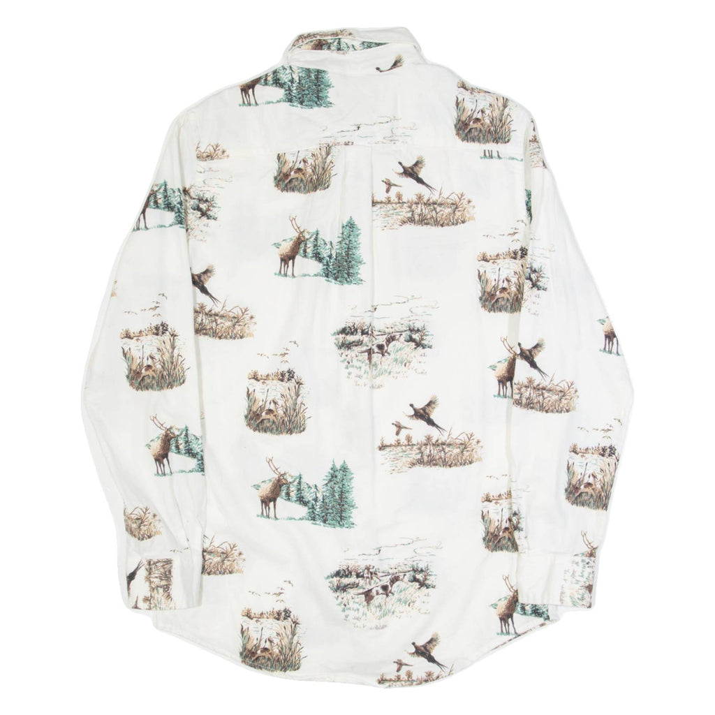 CHAPS Outdoor Scenic Mens Shirt White Crazy Pattern Long Sleeve S