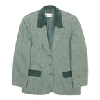 AVANT-GARDE Mens Green Wool Blend Herringbone Jacket S Button Closure Classic