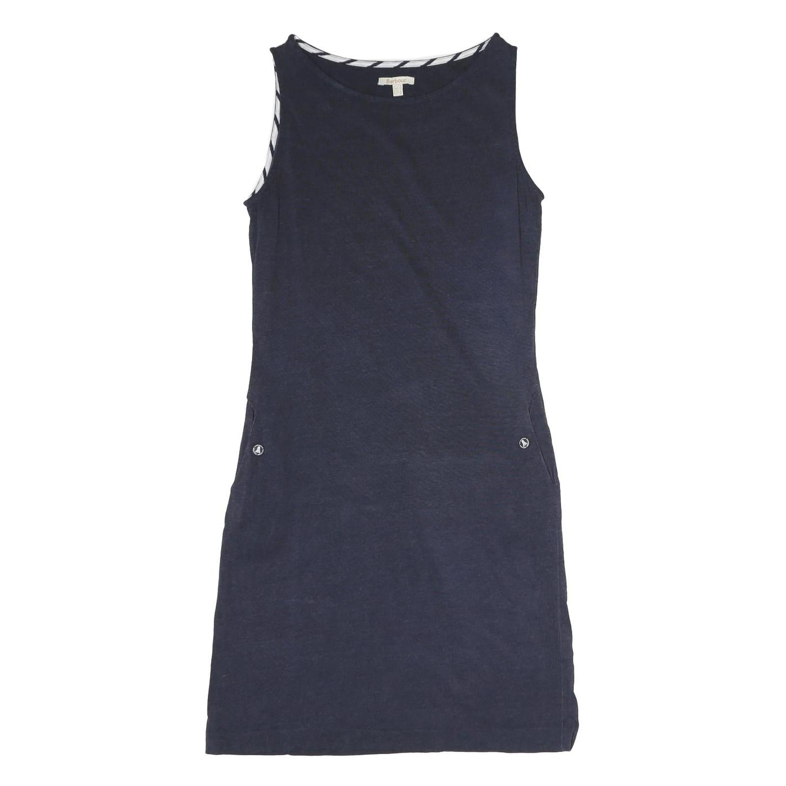 BARBOUR Womens Navy Cotton Shift Sleeveless Dress UK 8 Casual Summer Layering