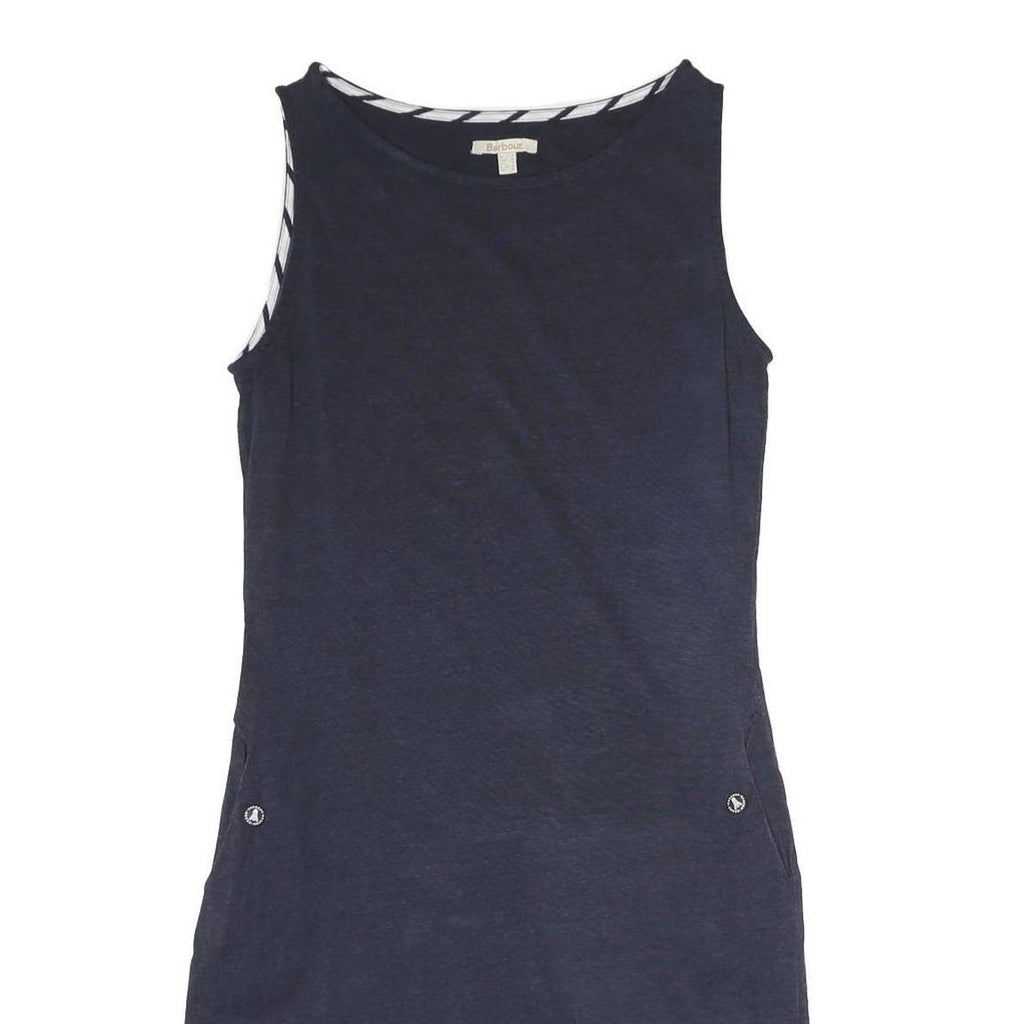 BARBOUR Womens Navy Cotton Shift Sleeveless Dress UK 8 Casual Summer Layering