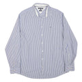 TOMMY HILFIGER Mens Blue & White Striped Shirt 2XL Cotton Blend Casual Smart
