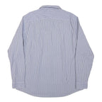 TOMMY HILFIGER Mens Blue & White Striped Shirt 2XL Cotton Blend Casual Smart
