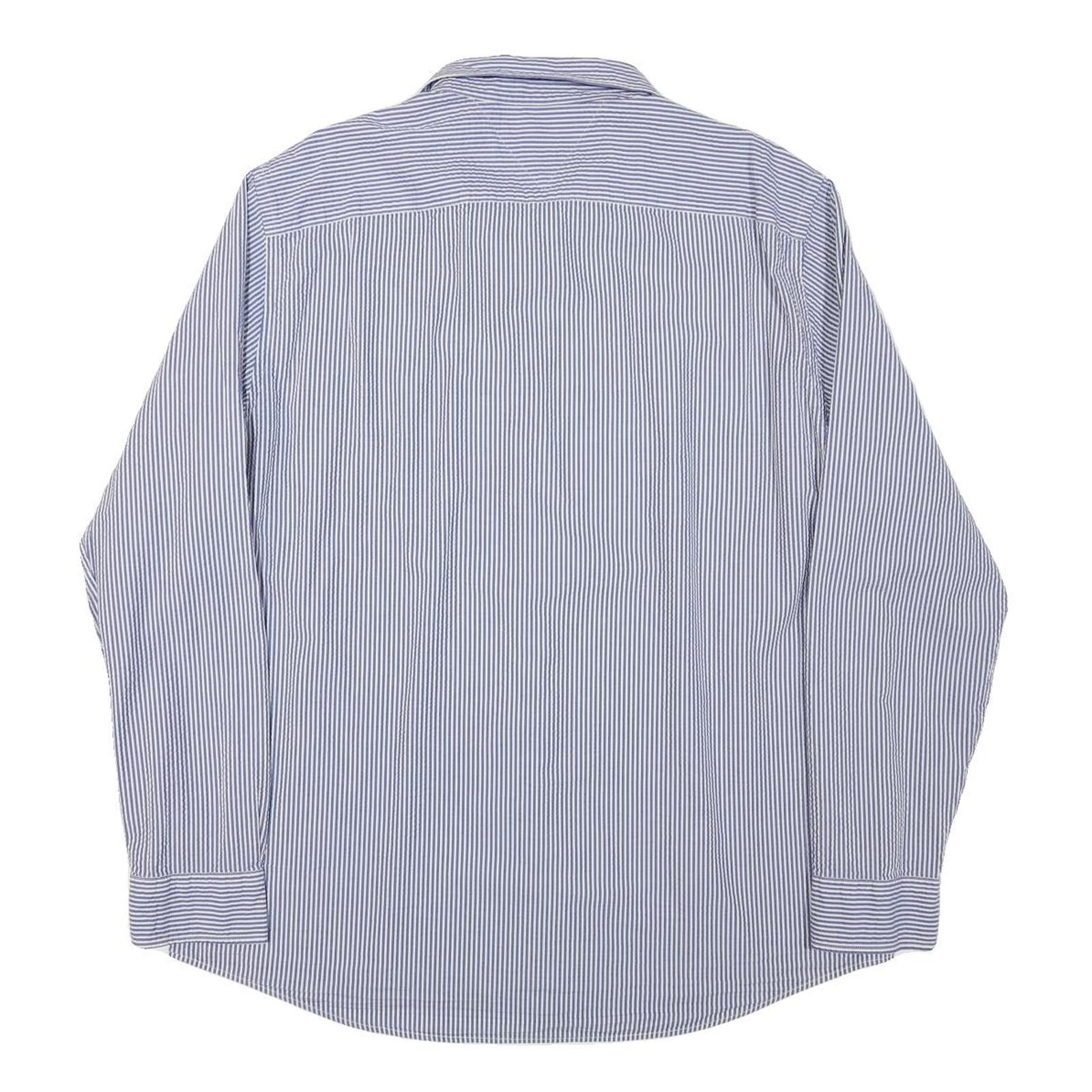 TOMMY HILFIGER Mens Blue & White Striped Shirt 2XL Cotton Blend Casual Smart