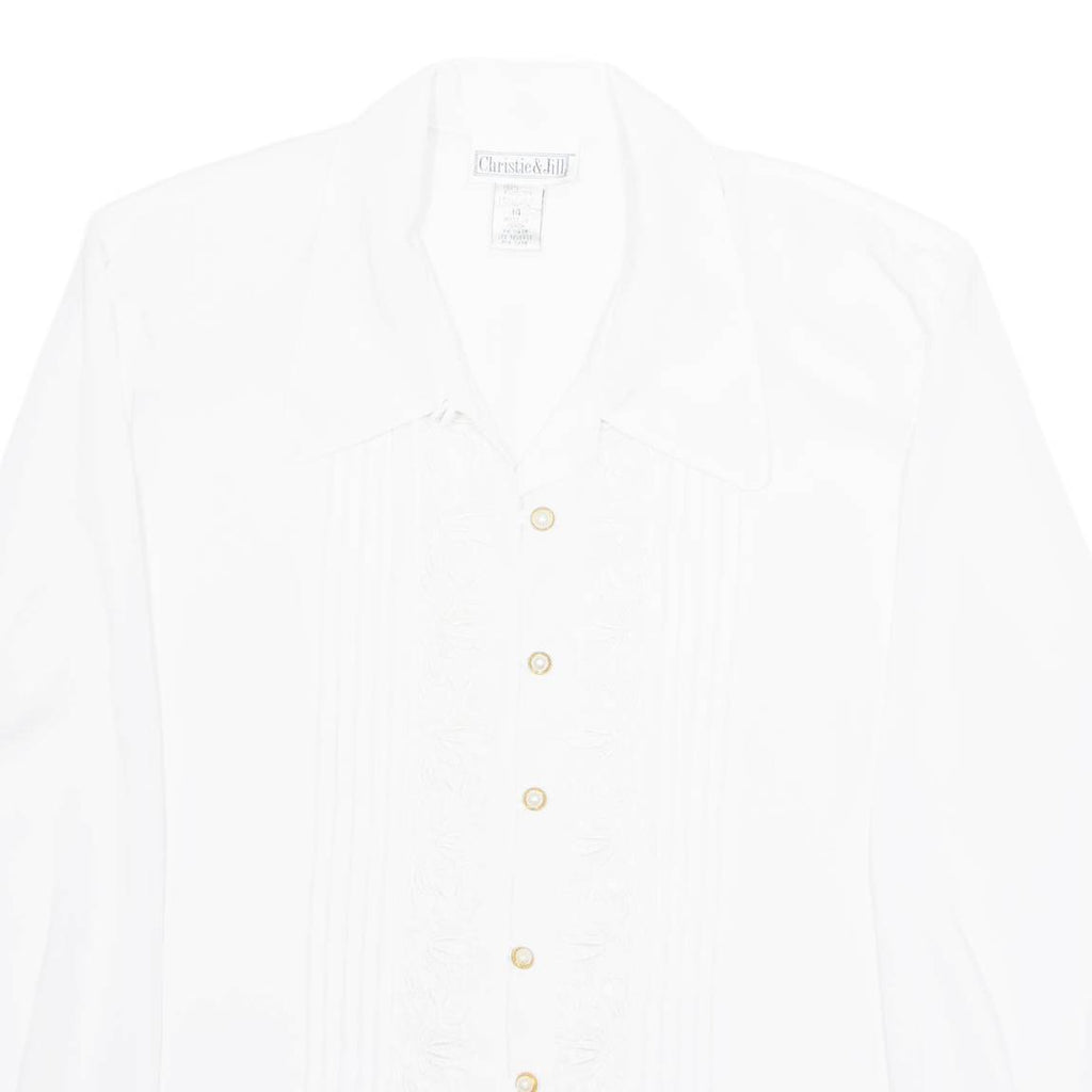 CHRISTIE & JILL Womens Blouse White Collared Long Sleeve M