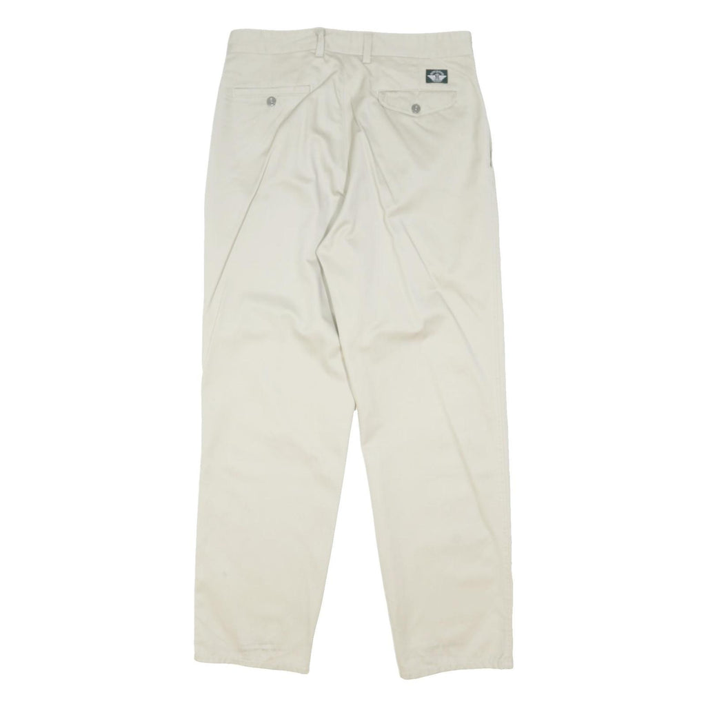 DOCKERS Mens Classic Beige Cotton Blend Button Closure Trousers W34 L31 Relaxed