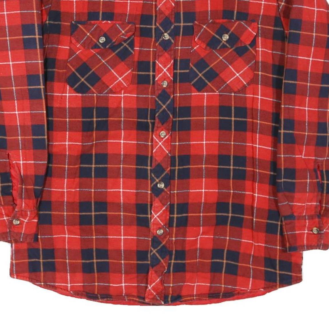 CHIEFTAIN Mens Red & Navy Check Shirt M Cotton Blend Casual Vintage Flannel
