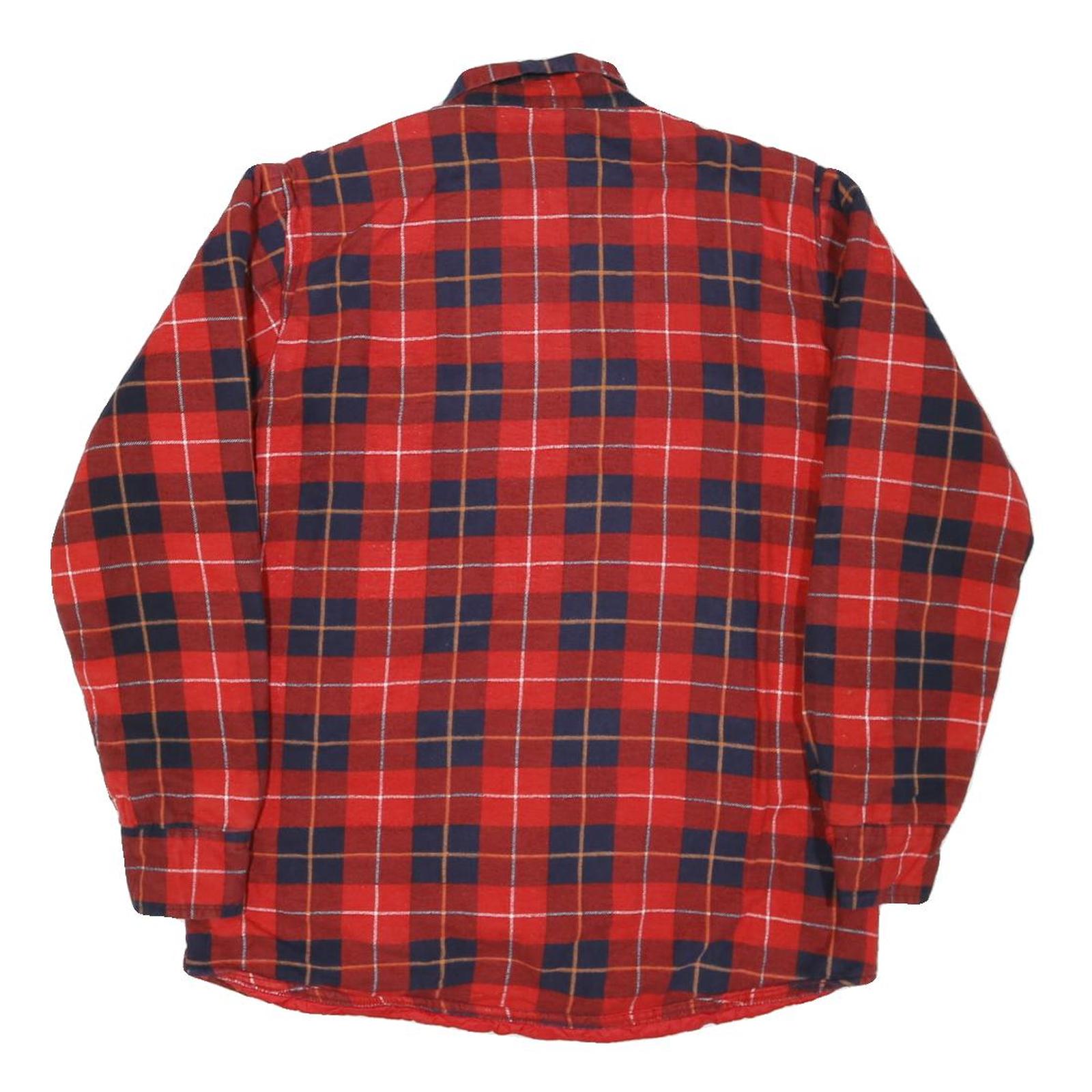 CHIEFTAIN Mens Red & Navy Check Shirt M Cotton Blend Casual Vintage Flannel