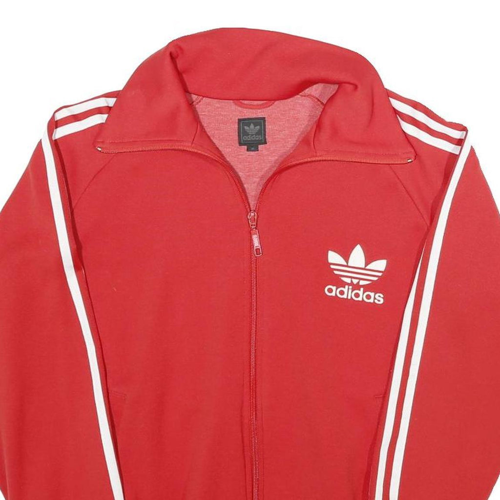 ADIDAS Mens Red Track Jacket M Polyester Blend Zip Plain Classic Sportswear