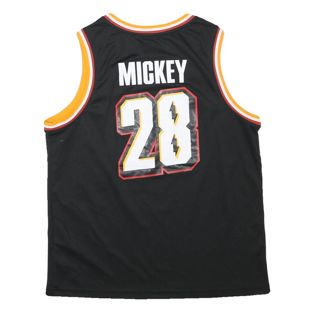 DISNEY Mens Black Mickey Basketball Slam Dunks T-Shirt Sleeveless V-Neck