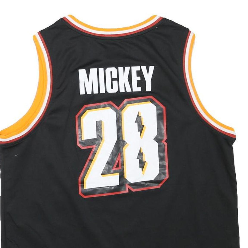 DISNEY Mens Black Mickey Basketball Slam Dunks T-Shirt Sleeveless V-Neck