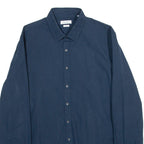 CALVIN KLEIN Slim Fit Mens Plain Shirt Blue Long Sleeve M