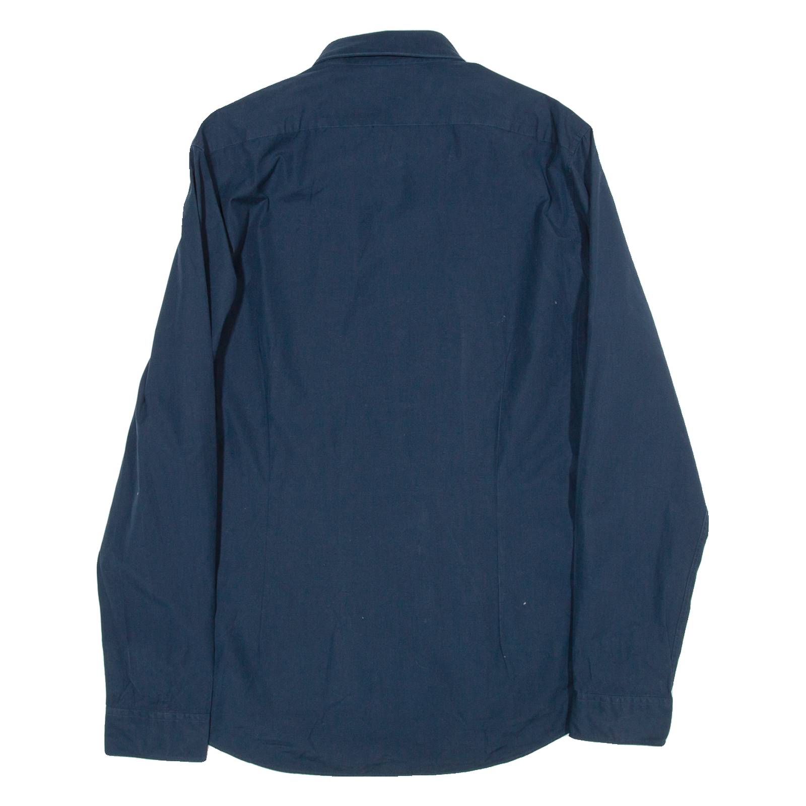 CALVIN KLEIN Slim Fit Mens Plain Shirt Blue Long Sleeve M