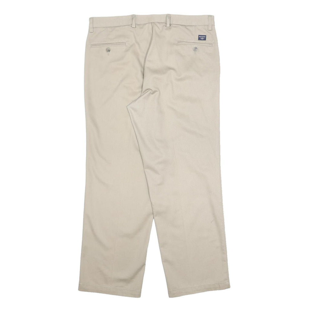 DOCKERS Mens Cotton Beige Regular Fit Straight Leg Trousers W36 L30 Casual Wear
