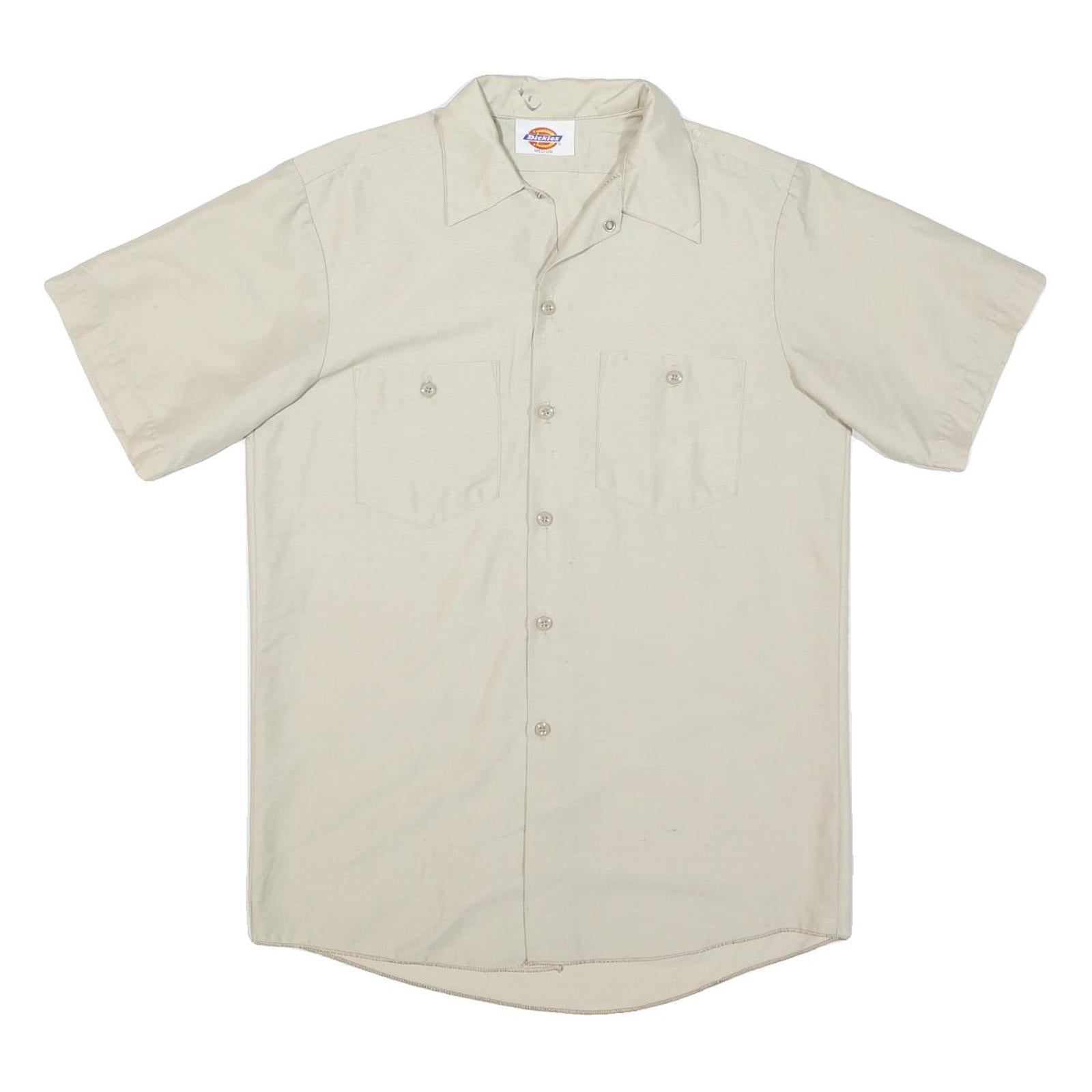 DICKIES Mens Beige Short Sleeve Work Shirt M Vatos Locos Print Punk Rock