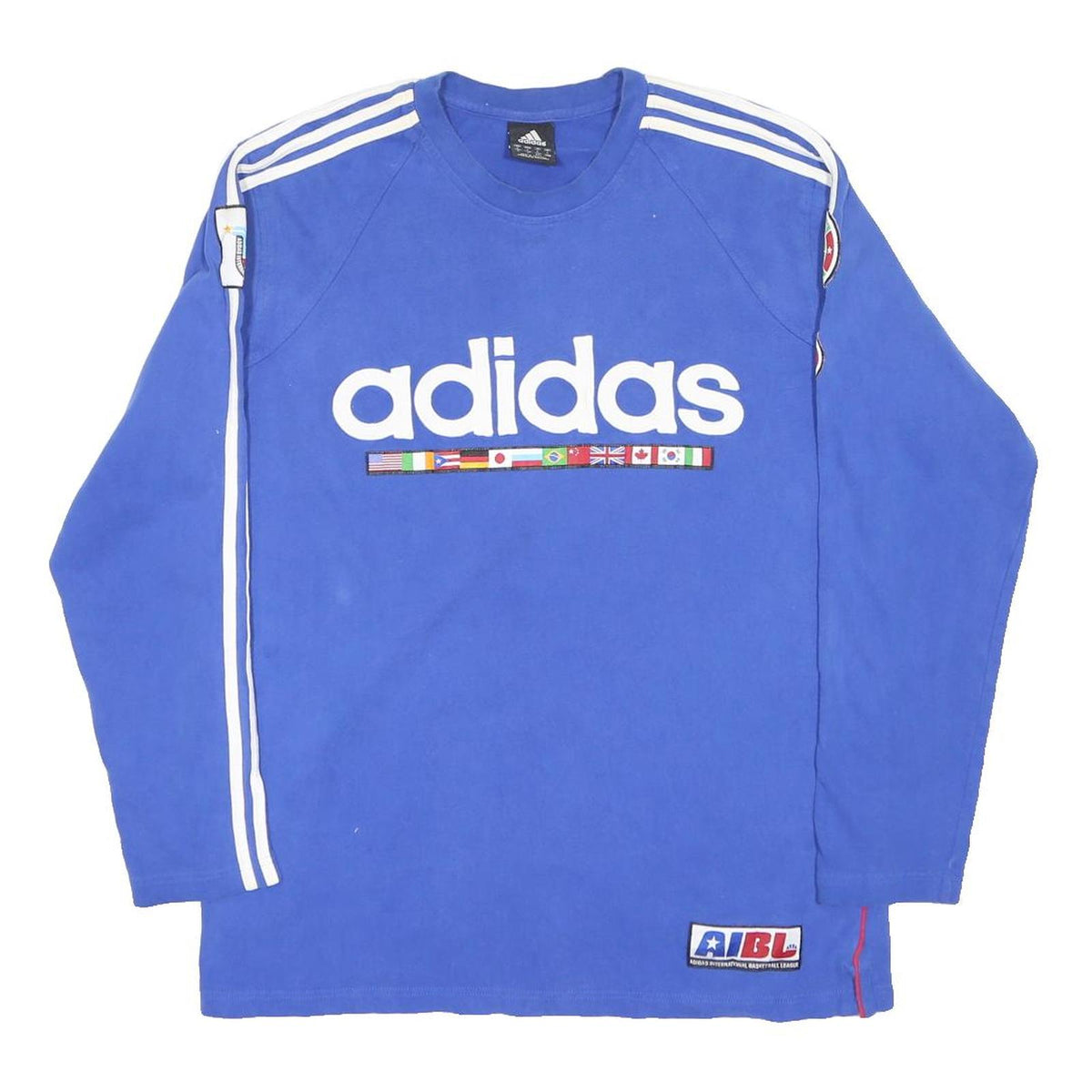 ADIDAS AIBL 90s Mens Blue Cotton Blend Sweatshirt L Long Sleeve Crew Neck