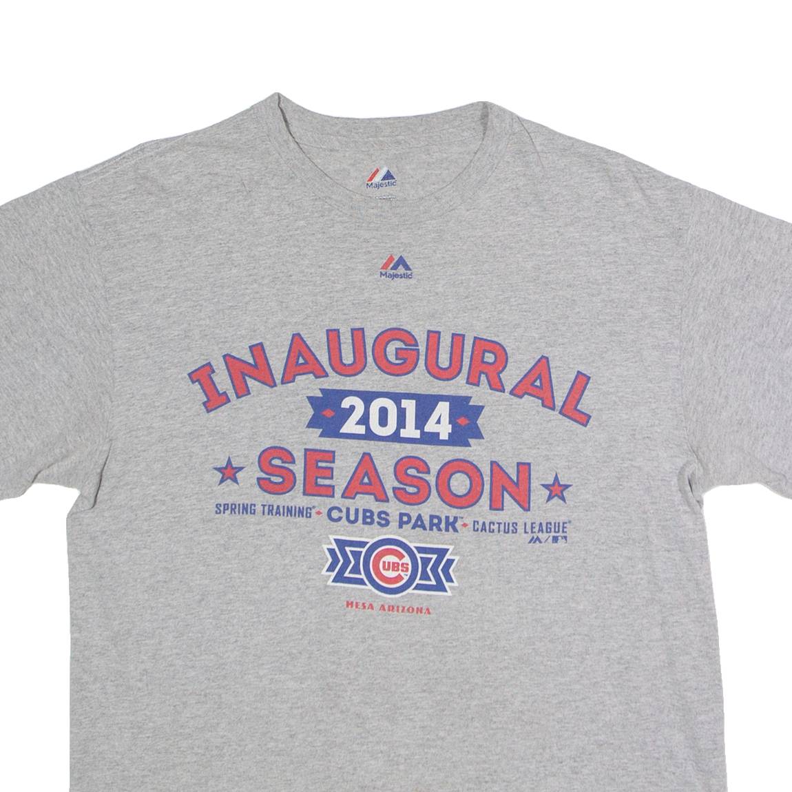 MAJESTIC Chicago Cubs 2014 Inaugural Season Mens T-Shirt Grey USA Crew Neck M