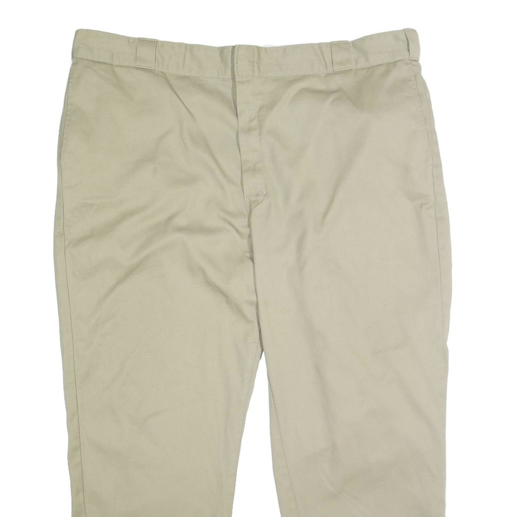 DICKIES Mens Classic Beige Polyester Blend Zip Trousers W44 L30 Workwear