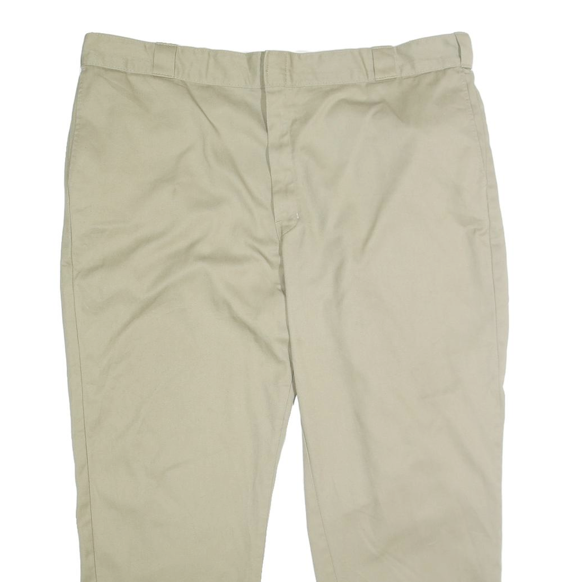 DICKIES Mens Classic Beige Polyester Blend Zip Trousers W44 L30 Workwear