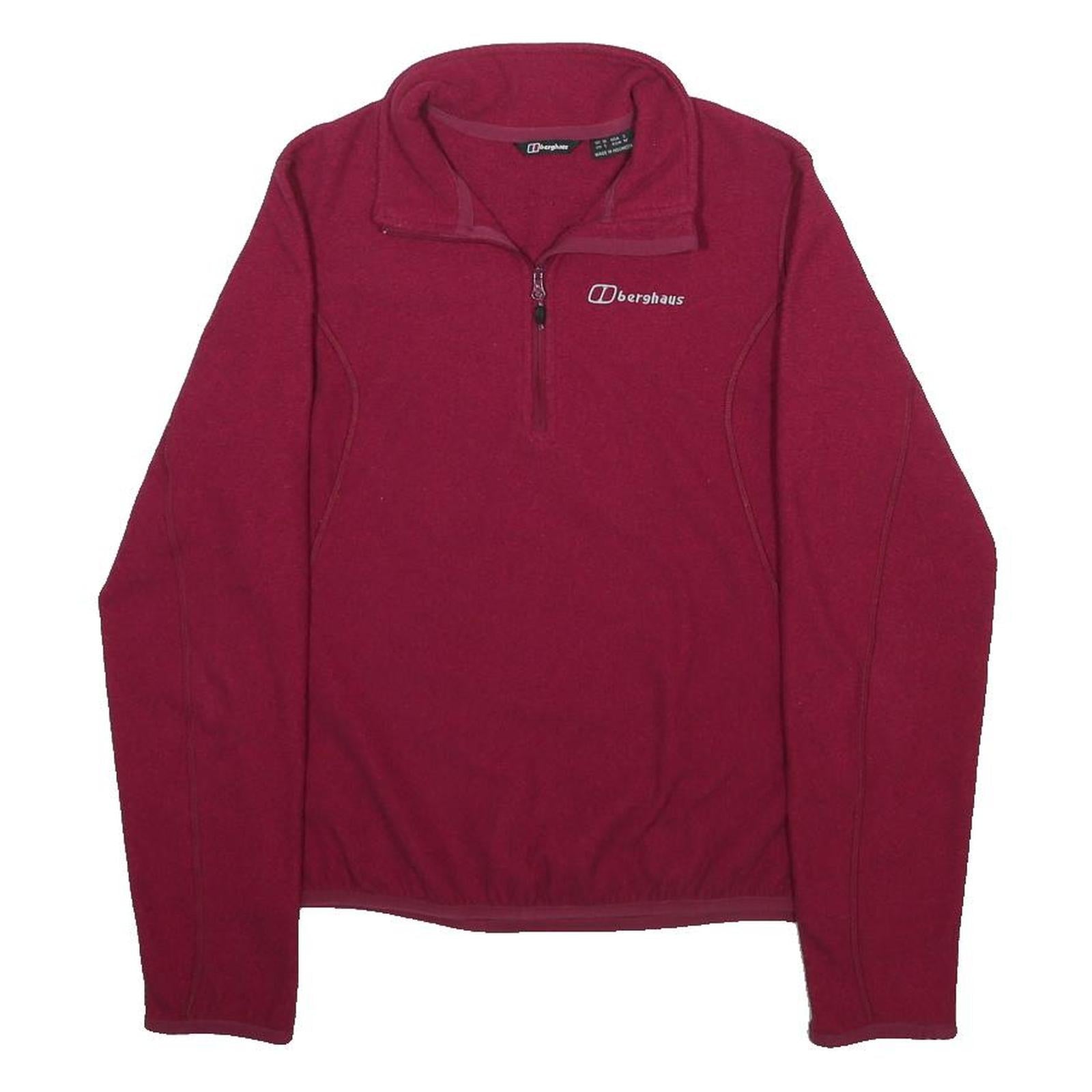 BERGHAUS Womens Red Plain Pullover Jumper Crew Neck Regular UK 10 Outdoor Fleece