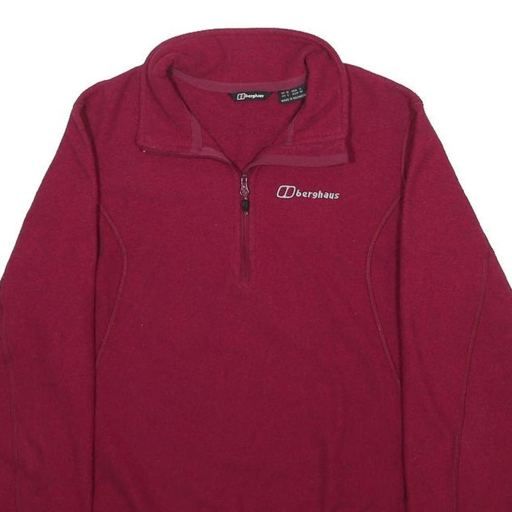 BERGHAUS Womens Red Plain Pullover Jumper Crew Neck Regular UK 10 Outdoor Fleece