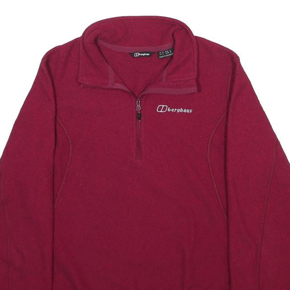 BERGHAUS Womens Red Plain Pullover Jumper Crew Neck Regular UK 10 Outdoor Fleece