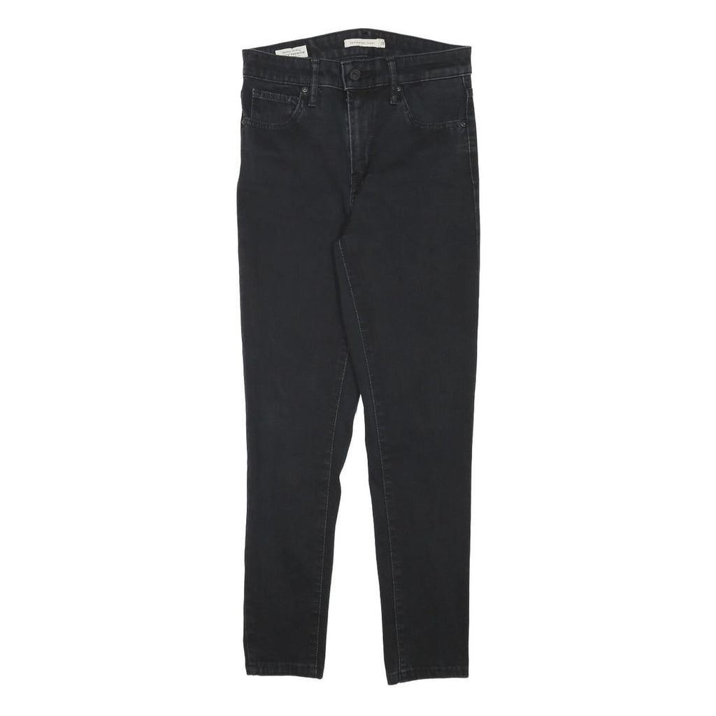 LEVI'S 721 Womens Jeans Black Slim Skinny Denim Medium W25 L25 Zip Closure