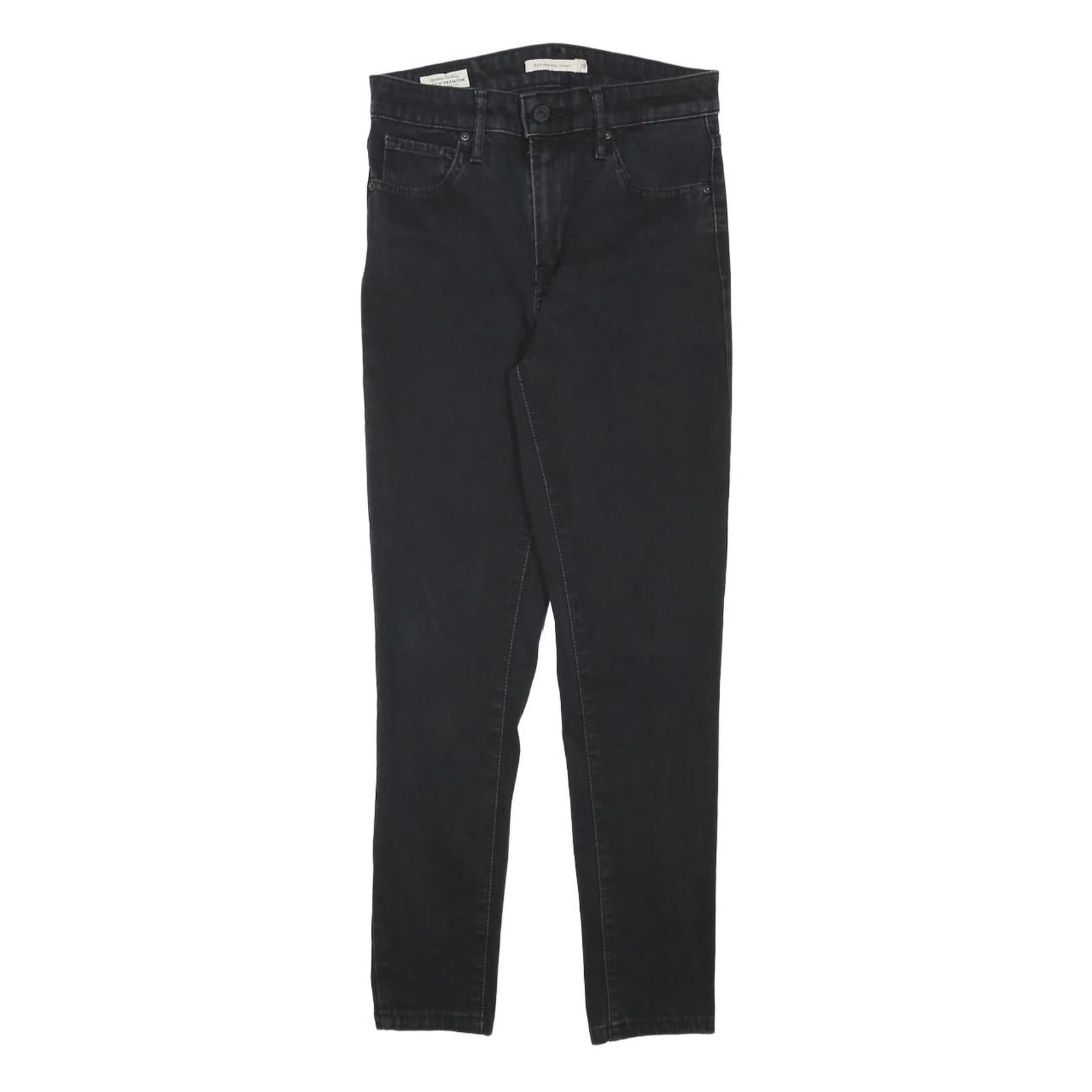 LEVI'S 721 Womens Jeans Black Slim Skinny Denim Medium W25 L25 Zip Closure