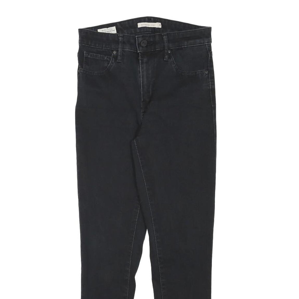 LEVI'S 721 Womens Jeans Black Slim Skinny Denim Medium W25 L25 Zip Closure