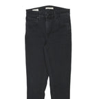 LEVI'S 721 Womens Jeans Black Slim Skinny Denim Medium W25 L25 Zip Closure