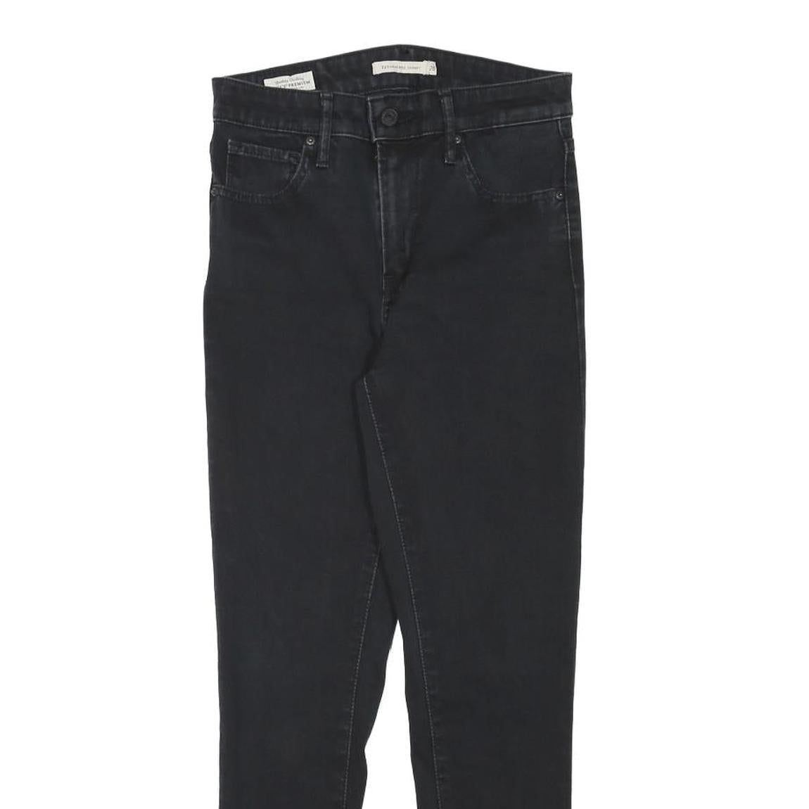 LEVI'S 721 Womens Jeans Black Slim Skinny Denim Medium W25 L25 Zip Closure