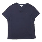 CALVIN KLEIN Womens Navy Blue V-Neck T-Shirt M Short Sleeve Classic Cotton Blend